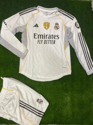 پیراهن (تیشرت فوتبالی) مادرید آدیداس سفید آستین دار سایز S تا 2XL