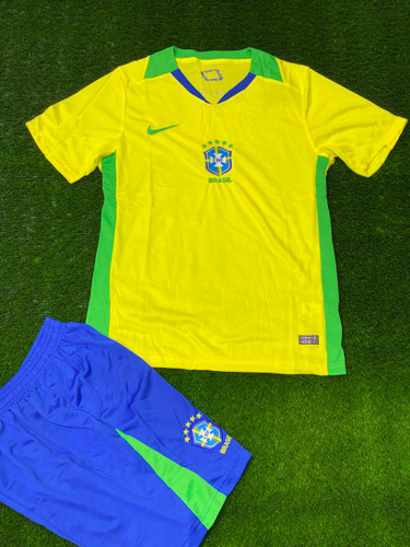 کیت تیشرت فوتبالی برزیل نایک زرد و آبی سایز S تا 2XL