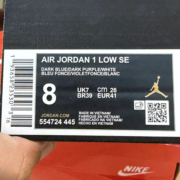 کتونی نایک ایر جردن اسپرت وان لو سرمه ای سفید بنفش سایز ۴۰ تا ۴۵ Nike Air Jordan 1 low SE