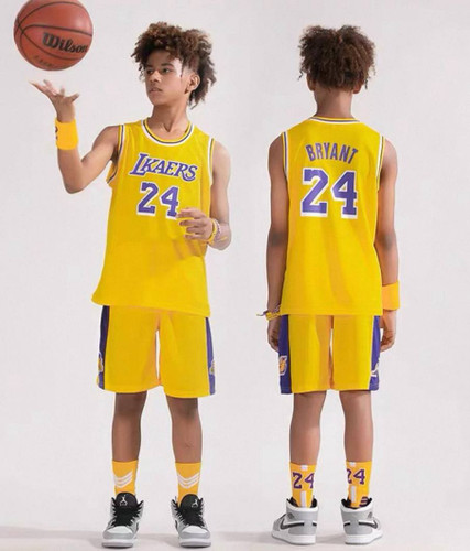 ست جرزی بسکتبالی بچه گانه لیکرز زرد سایز 20 تا 28 LAKERS