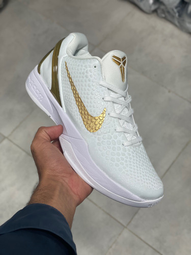 کتونی نایک کوبی 6 سفید طلایی سایز ۴۰ تا ۴۵ Nike Kobe 6 Protro