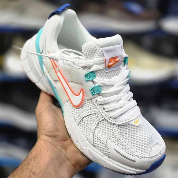 کتونی نایک سفید سبزآبی نارنجی V2K سایز ۴۰ تا ۳۷ Nike V2K