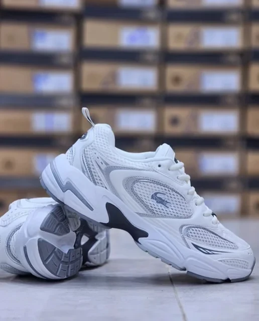 کتونی لاگوست استورم 96 سفید طوسی سایز 40 تا 45  LACOSTE Storm 96