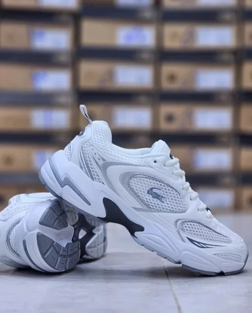 کتونی لاگوست استورم 96 سفید طوسی سایز 40 تا 45 LACOSTE Storm 96