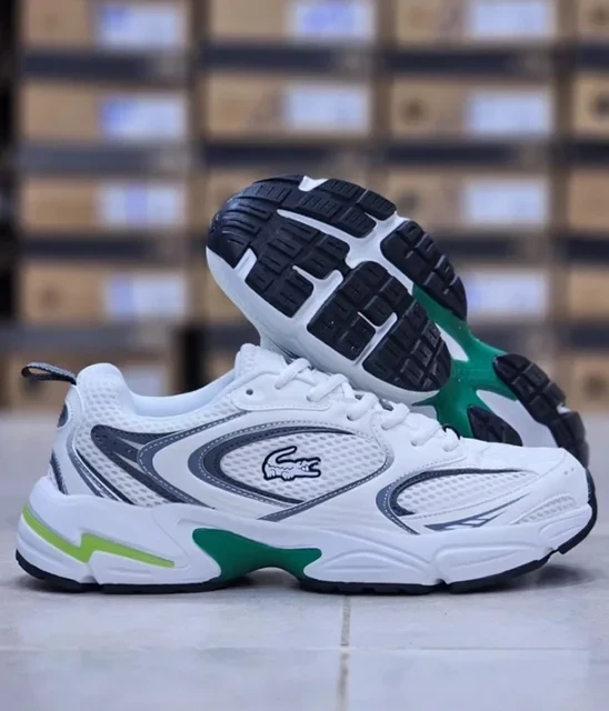 کتونی لاگوست استورم 96 سفید طوسی سبز سایز 40 تا 45  LACOSTE Storm 96