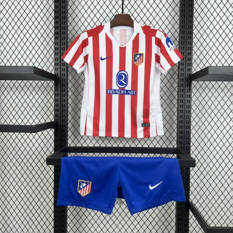 کیت بچه گانه تیشرت اول نایک اتلتیکو مادرید 2025/26 سایز 20 تا 30  NIKE ATLETICO MADRID 2025/26