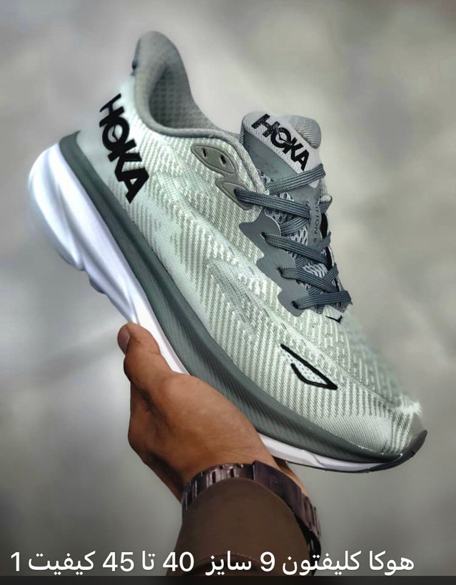 کتونی هوکا کلیفتون 9 سایز 40 تا 45 طوسی روشن HOKA CLIFTON 9